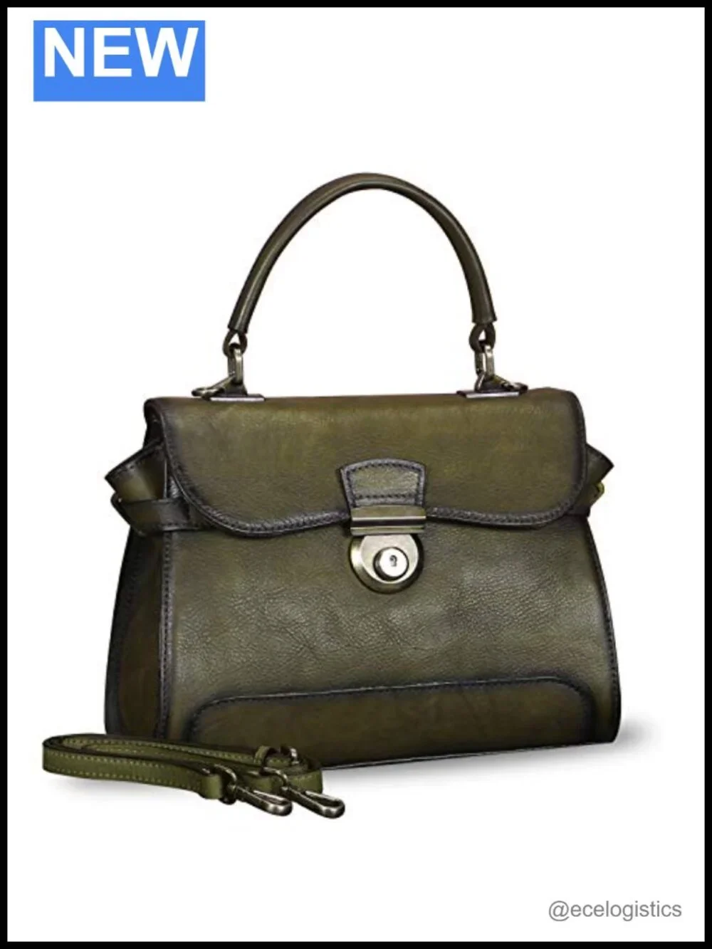 Vintage Genuine Leather Satchel Handbag Shoulder Crossbody Bag